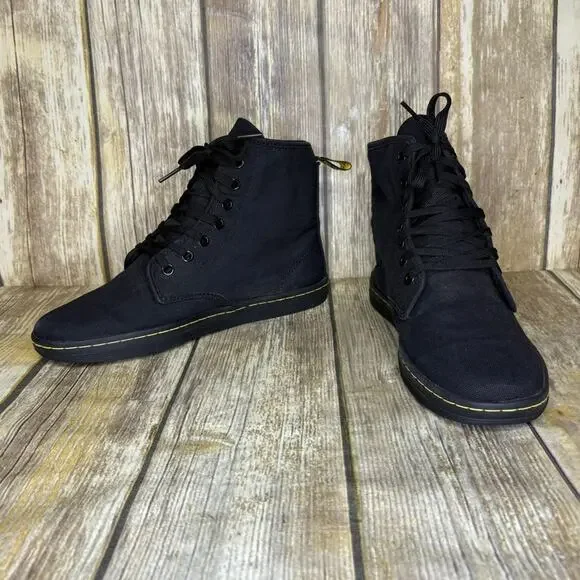 Dr. Martens Shoreditch Goth Minimalist Black Canvas High Top Sneakers Women Sz 8 - Picture 1 of 8